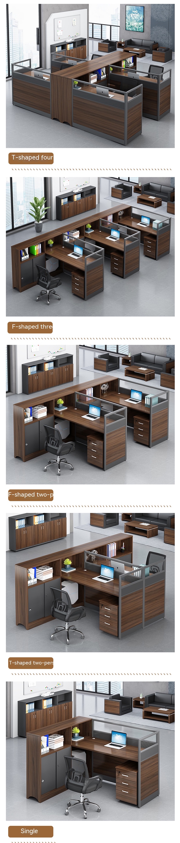 ISO9001/ISO14001 Certified Staff Office Desk and Chair Combination for 2 or 4 People
