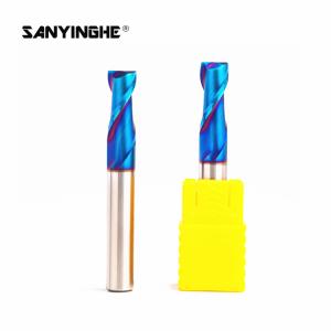 Quality 2 Flutes 3mm Flattened Carbide Square End Mill HRC65 Blue Nano Coating Flat Milling Cutter wholesale