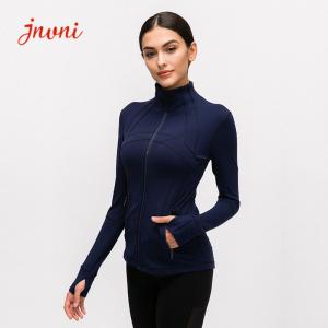 Quality 210gsm Digital Printing Gym Running Yoga Womens Sports Jacket With Thumb Holes wholesale
