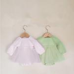 Bright New Born Rompers Baby Puff Sleeve Gauze Cotton Dress Overalls