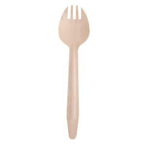 Quality Disposable Birchwood Wooden Eco Friendly Spork 165mm For Takeaway Packaging wholesale