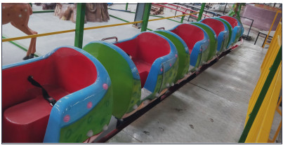 4 - 7km/H Speed Mini Roller Coaster 380v 8.8kw Rated Power 1.4m * 90cm Trolley Size