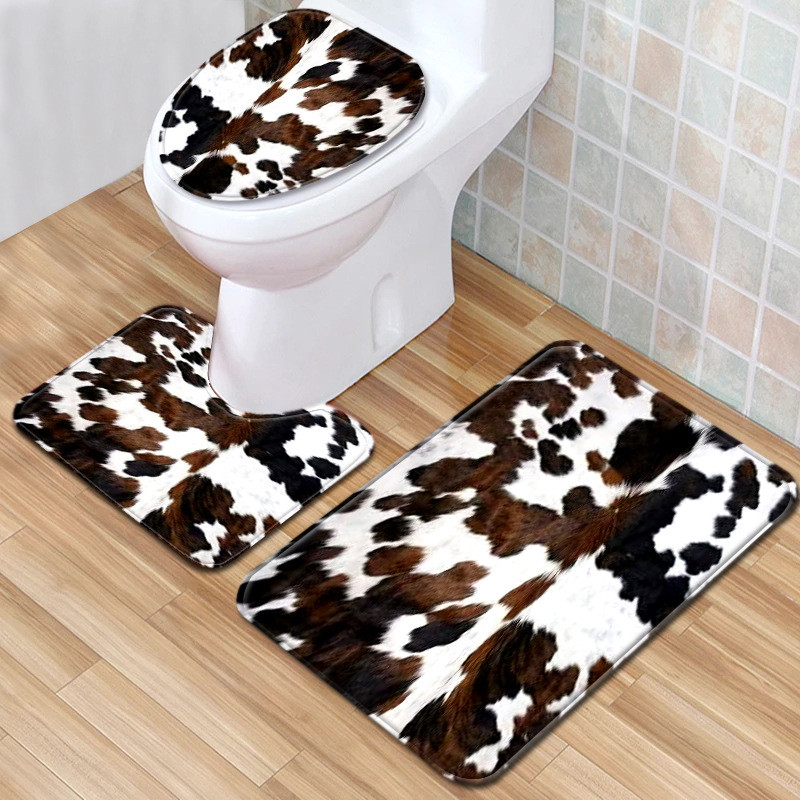 Animal Leopard Patterned Three Piece Bathroom Mats Rugs OEM ODM