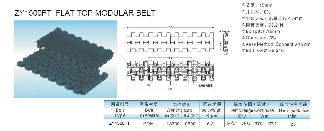 PLASTIC MODULAR BELTS FLAT TOP BELTINGS