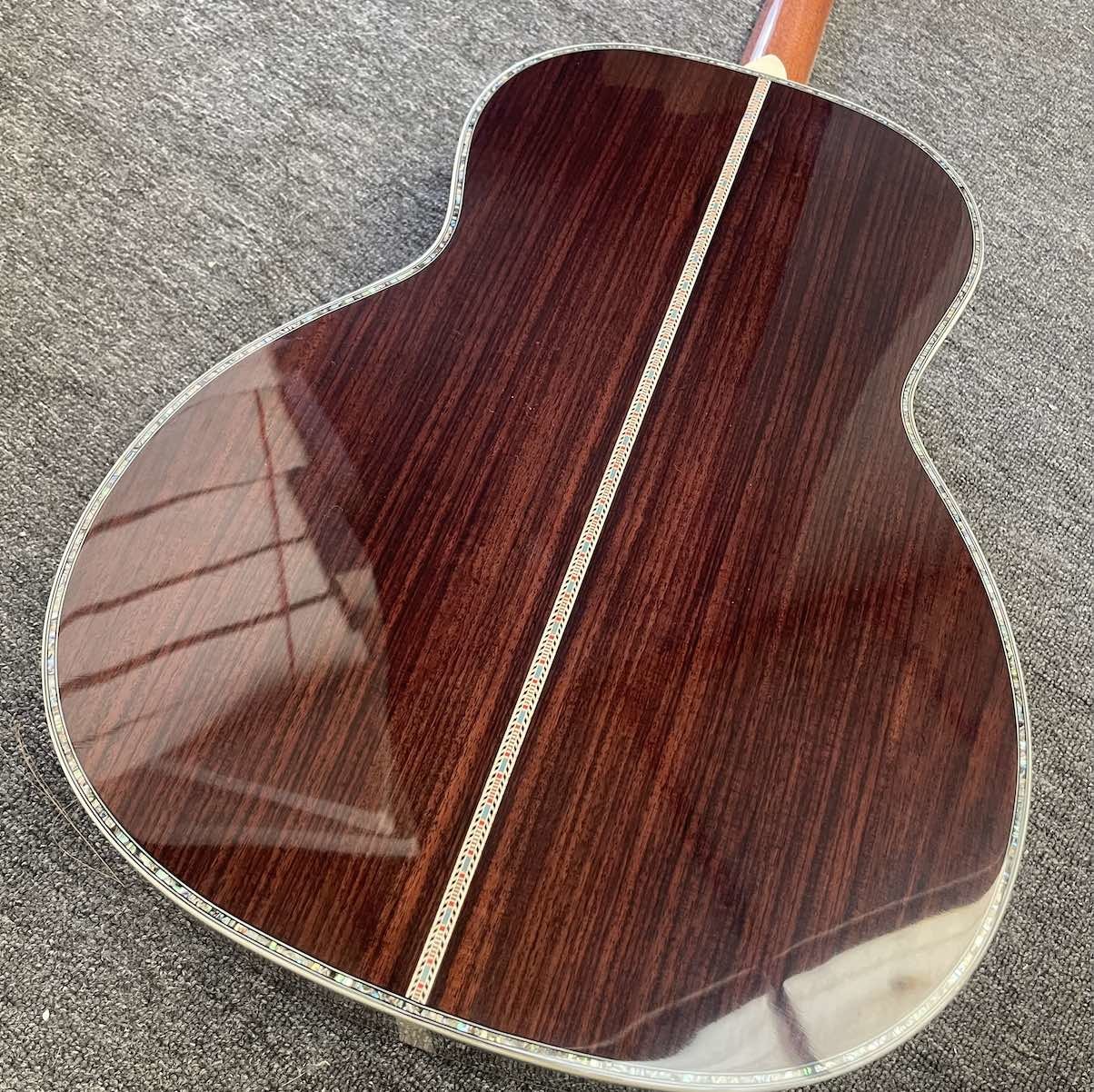 Custom OOO-45 AAAAA 5A Solid Wood Martin Style Cutaway Acoustic Guitar with Ebony Fingerboard 12 Frets 43mm Width Nut, Accept Guitar OEM
