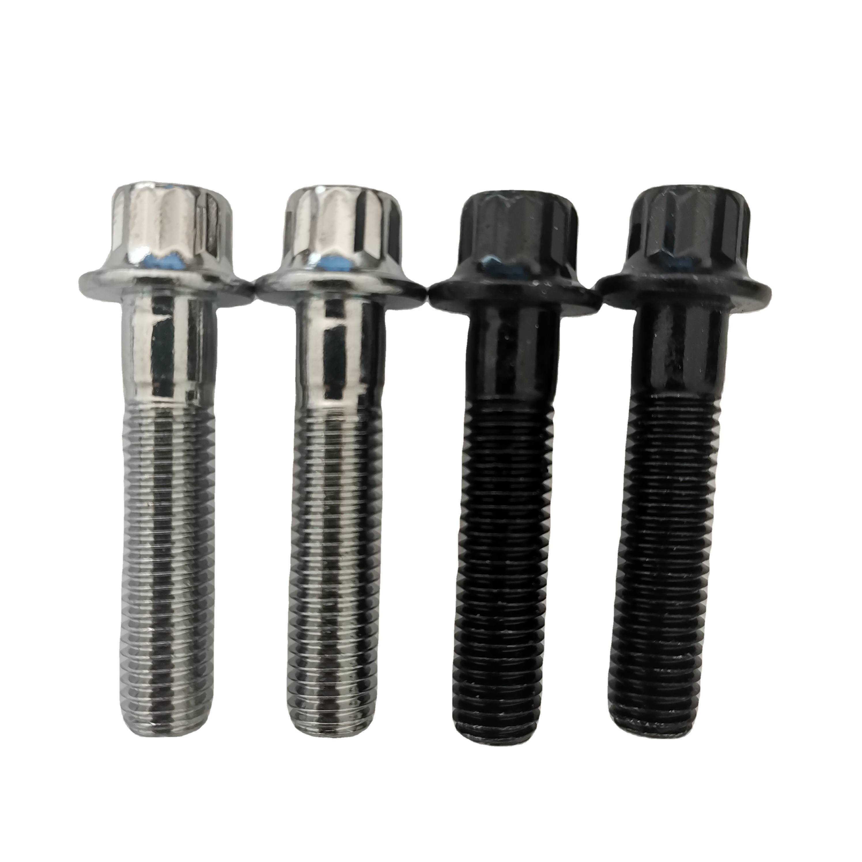 ZINC Finish DIN Standard M7 x 32 12 PT Bolt and M7 Nylon Lock Nut for BBS Wheels Chromoly in Slivery Steel