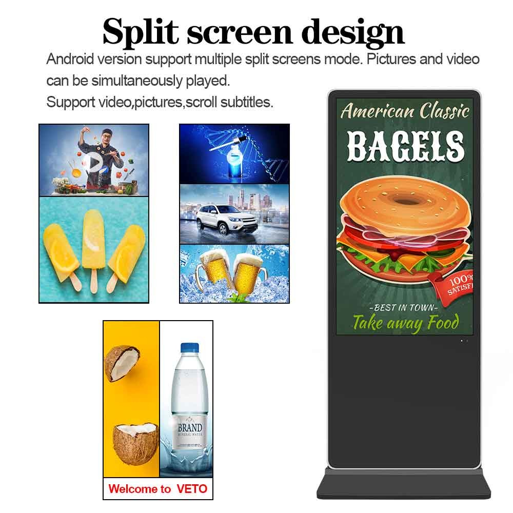 Shopping Malls Android 65 Inch 4ms Floor Stand Lcd Display