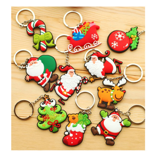 Soft Rubber Christmas Personalised Keyring Customized Silicon Santa Clause