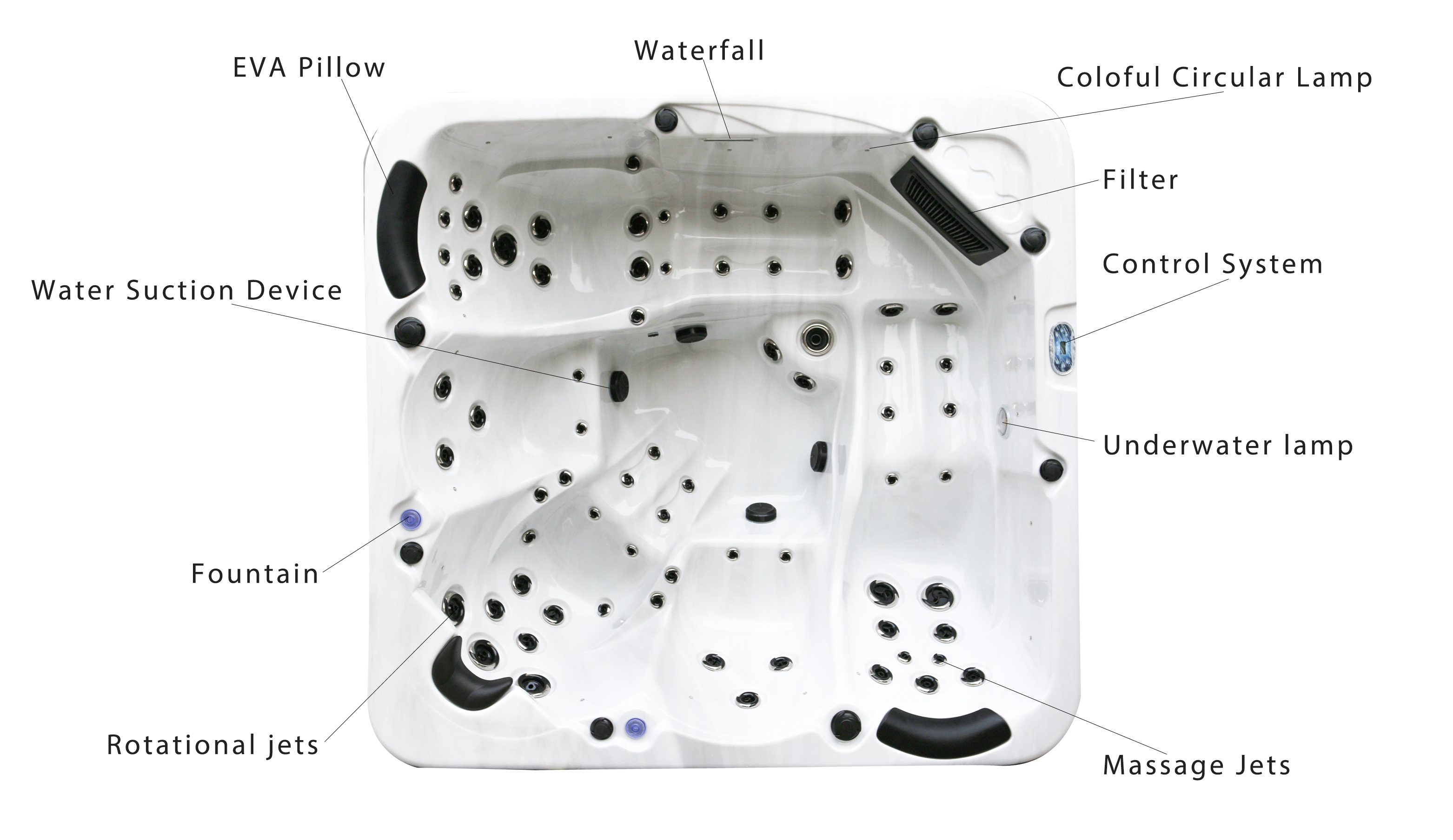 6-8 Person Hot Tubs Family Garden Outdoor Spa Hot Tub With FreshWater