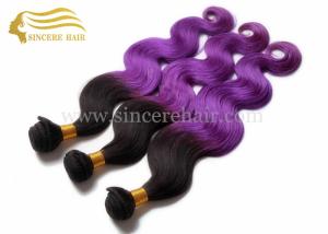 Quality 55 CM Body Wave Ombre Purple Hair Extensions Machine Weft for sale - 22&quot; Body Wave Ombre Hair Weft Extension for Sale wholesale