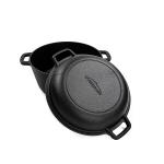 26cm Cast Iron Casserole 4.8L Cast Iron Dutch Oven 2 In 1 Easy Handle