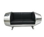 Red Leather Aviator Engine Alumium Covered Sofa