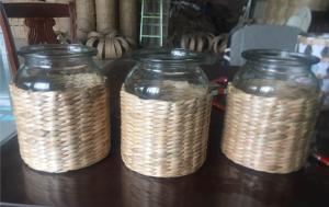 Quality Best selling Seagrass bottle carrier Wicker detox bottle holder Seagrass glass cup holders wholesale