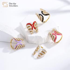 Quality Colorful Enamel Butterfly Angel Wing Christmas Tree Rings Zircon Adjustable wholesale
