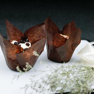 Quality Chocolate Brown Color Baked Good Packaging Tulip Cupcake Liners Anti Skid wholesale