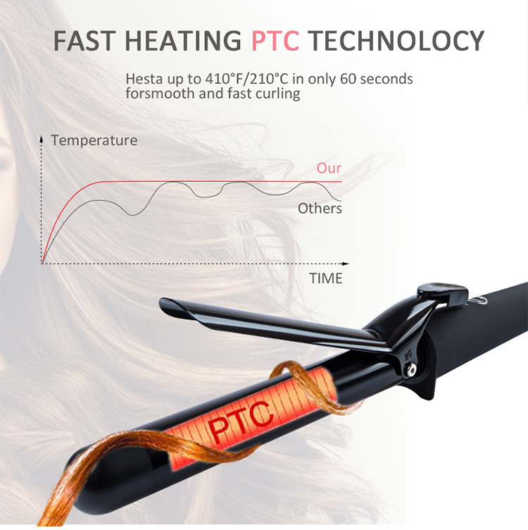140-430F LCD Curling Iron PTC Fast Heat Up Digital Temperature Control
