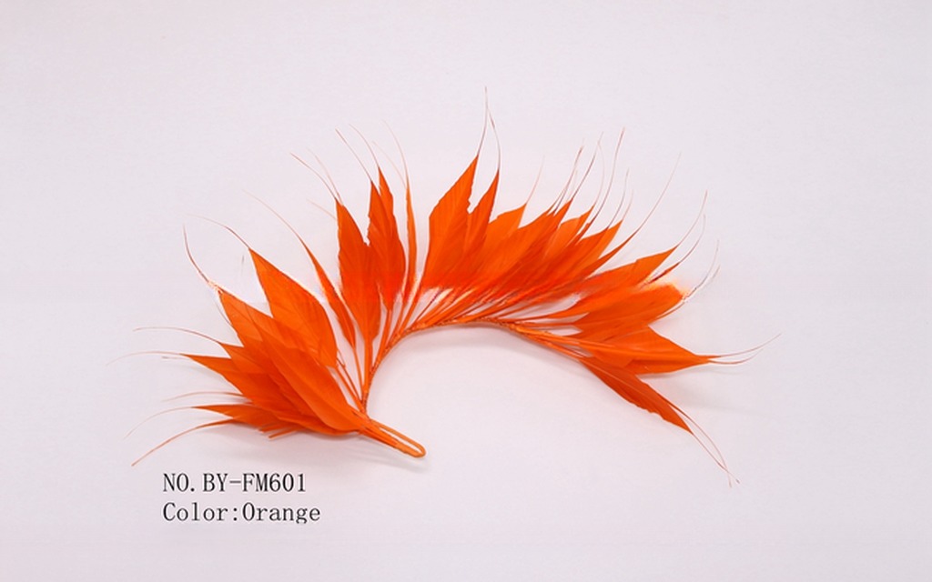 Party Decoration Stripped Goose Feather Flower Mount with Wire Accessory in Bright Colors