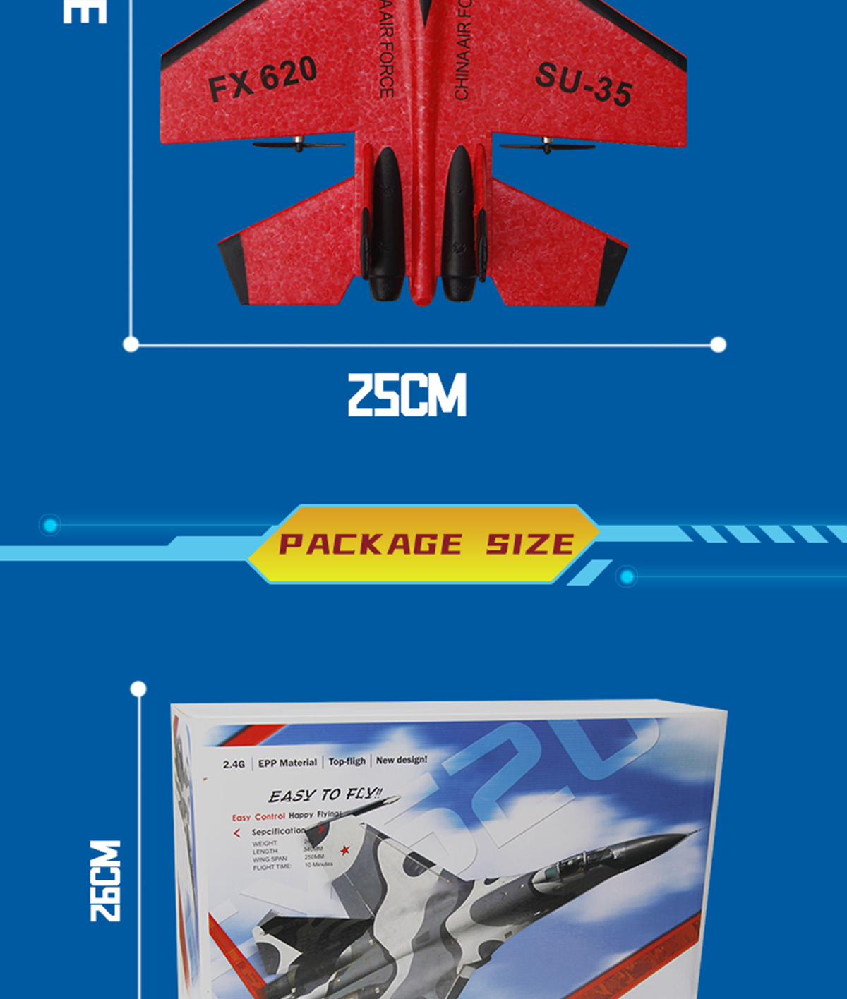FX620 2.4GHz 2-Channel Foam RC Plane Model Glider RC Jet Airplane with Charging Time of 60 Mins and 3.7V 150mAh Battery
