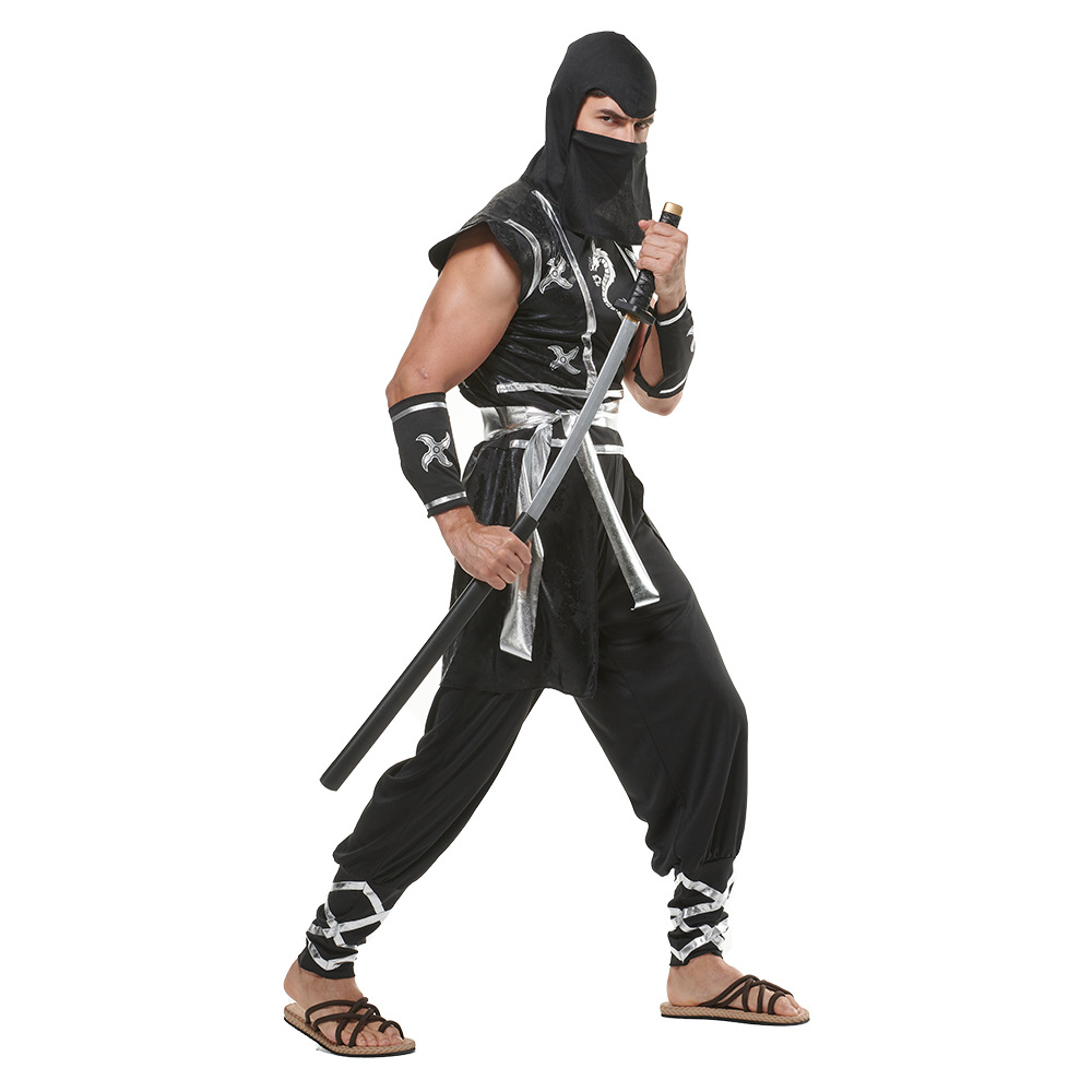 Jackets Coats Children's Black Ninja Cosplay Jumpsuit for Halloween Performance
