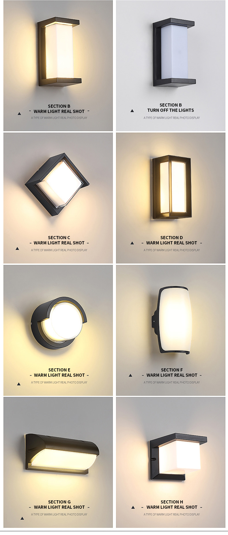 Small Outdoor Waterproof LED Wall Lights Recessed 12x14x30cm