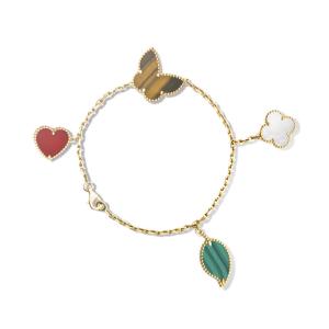 Quality 4 Motifs Lucky Alhambra Bracelet 18k Yellow Gold With Carnelian / Tiger'S Eye Stone wholesale
