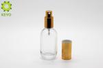 Clear Boston Round Pump Bottles , 30ml Glass Liquid Foundation Containers