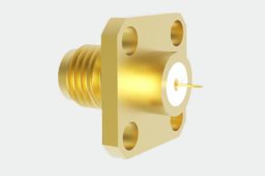 Quality Brass / Stainless Steel RF Coaxial Connector 50Ω Impedance Aerospace SMA Female 4-hole Flange wholesale