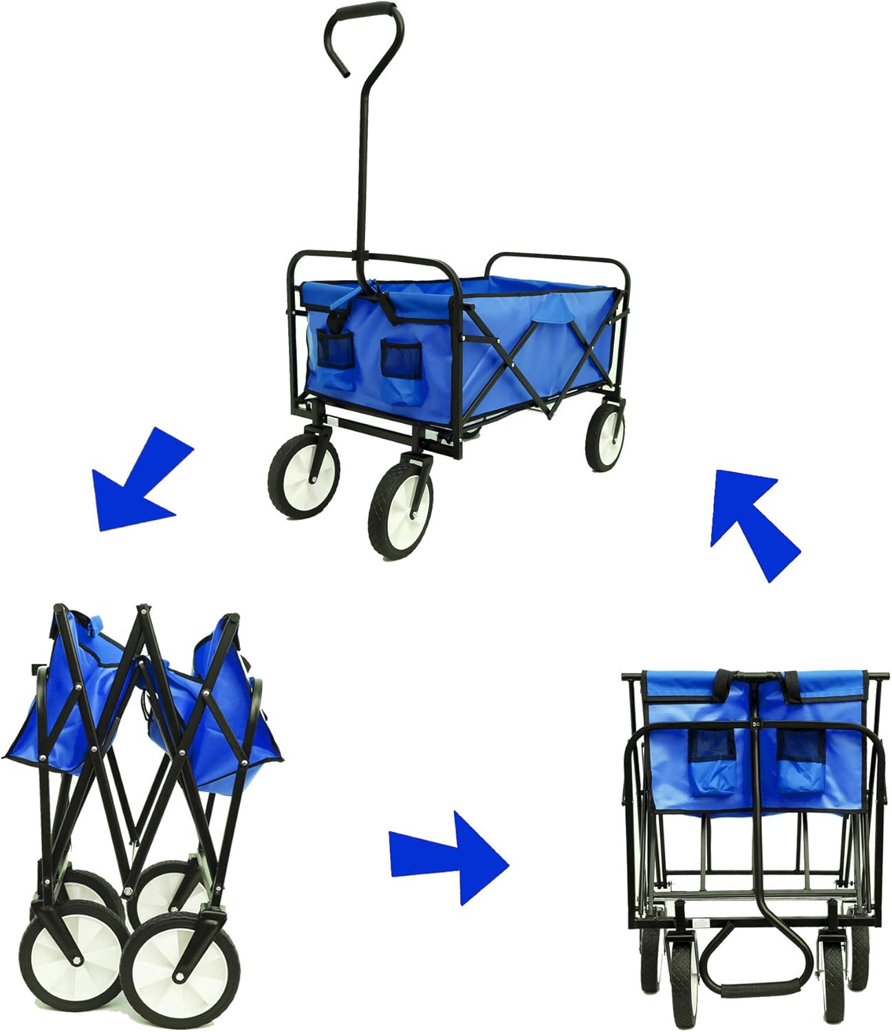 Customized Foldable Wagon Cart Steel Folding Wagon With Practical Hand