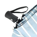 Light Blue White Strips Auto Open Close Umbrella UV Pretection With Fiberglass