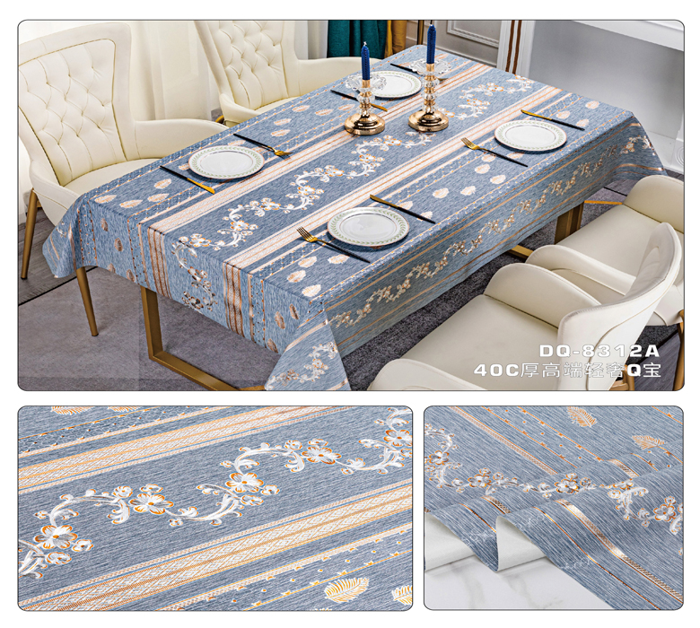Printing Pattern Waterproof PVC Polyester Tablecloth Cover Roll for Rectangular Table