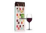 Long Custom Print Paper Handle Shopping Bags For Christmas Wine Bottle Packaging