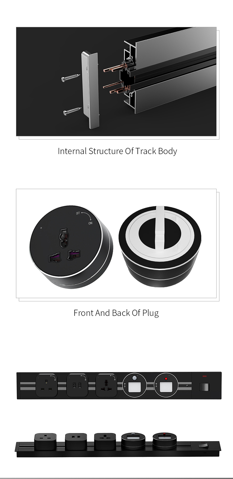 32A Universal Track Socket Customized for 0.6m/0.8m/1.0m/1.2m/1.5m Rail Power Socket