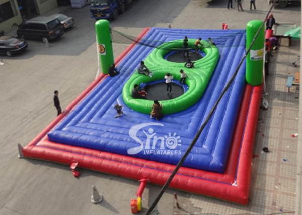 Commercial grade adults big inflatable bossaball court with center trampolines