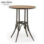 Patio Folding Bistro Bar Table Iron 180cm Wood Steel Garden Pub Cafe