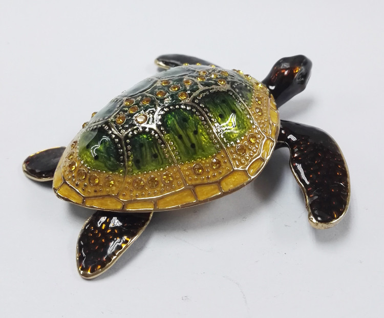 metal alloy turtle trinket jewelry box with magnet closure good quality and various designs