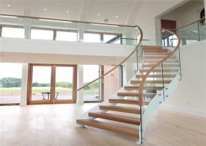 Quality Steady Structure Building Curved Stairs , Contemporary Wooden Spiral Staircase wholesale
