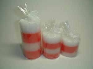 Quality 100% paraffin wax scented pillar candle with clear bag and printed label wholesale