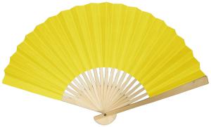 Quality 9 Yellow Paper Hand Fan w Bamboo Handle wholesale