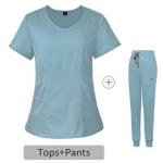 Woven Fabric Hospital Scrub Suit Custom Logo 3 Pockets