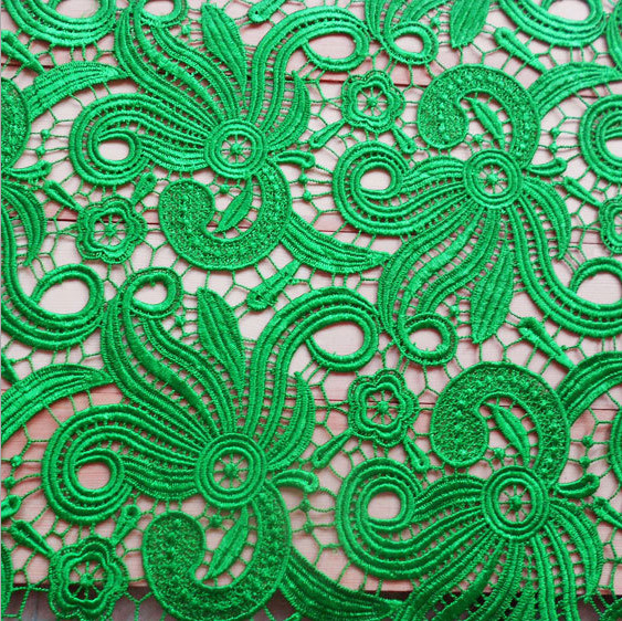 Polyester +Milk Silk Water Soluble Embroidery Fabric with Yellow Color