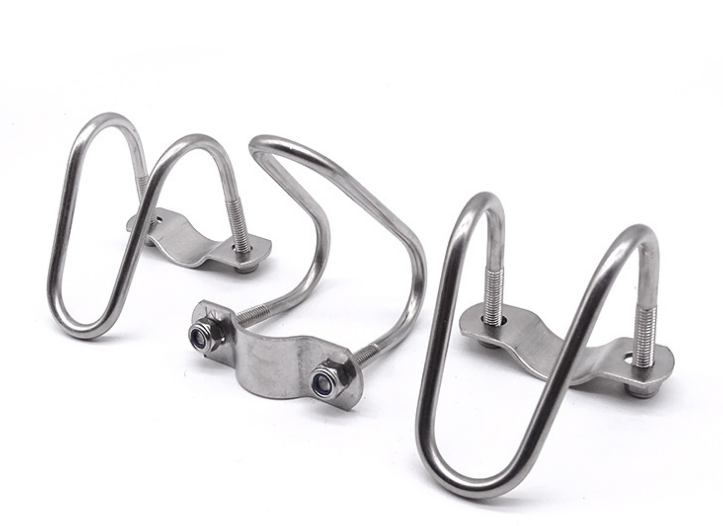 Stainless Steel 304 316 Double U-Shaped Pipe Clamp for M3 M4 M5 M6 M8 M10 M12 M16 M20 Pipes JIS Standard Plain Finish
