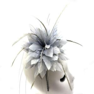 Quality Occasion Stripped Biot Goose Feather Fascinator Flower Mount With Headband 15x30cm wholesale