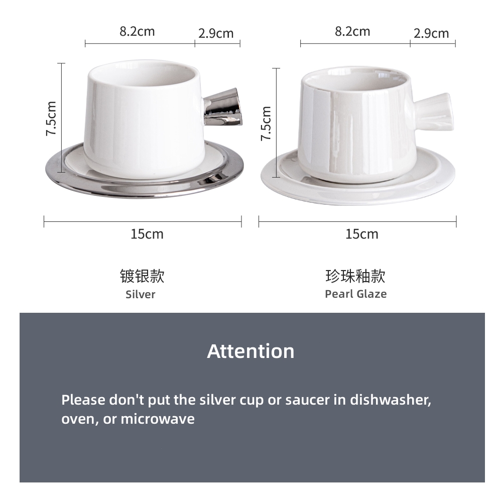 Porcelain Ceramic Coffee Cup and Saucer Set in European Modern Style for Afternoon Tea