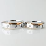Double Layer Engraved LOVE 0.2mm 18k Wedding Pair Rings