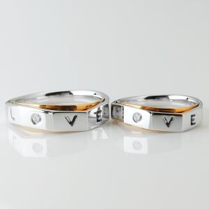 Quality Double Layer Engraved LOVE 0.2mm 18k Wedding Pair Rings wholesale