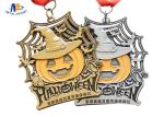 Halloween Medal In Antique Brass / Silver With Plain Woven Ribbon