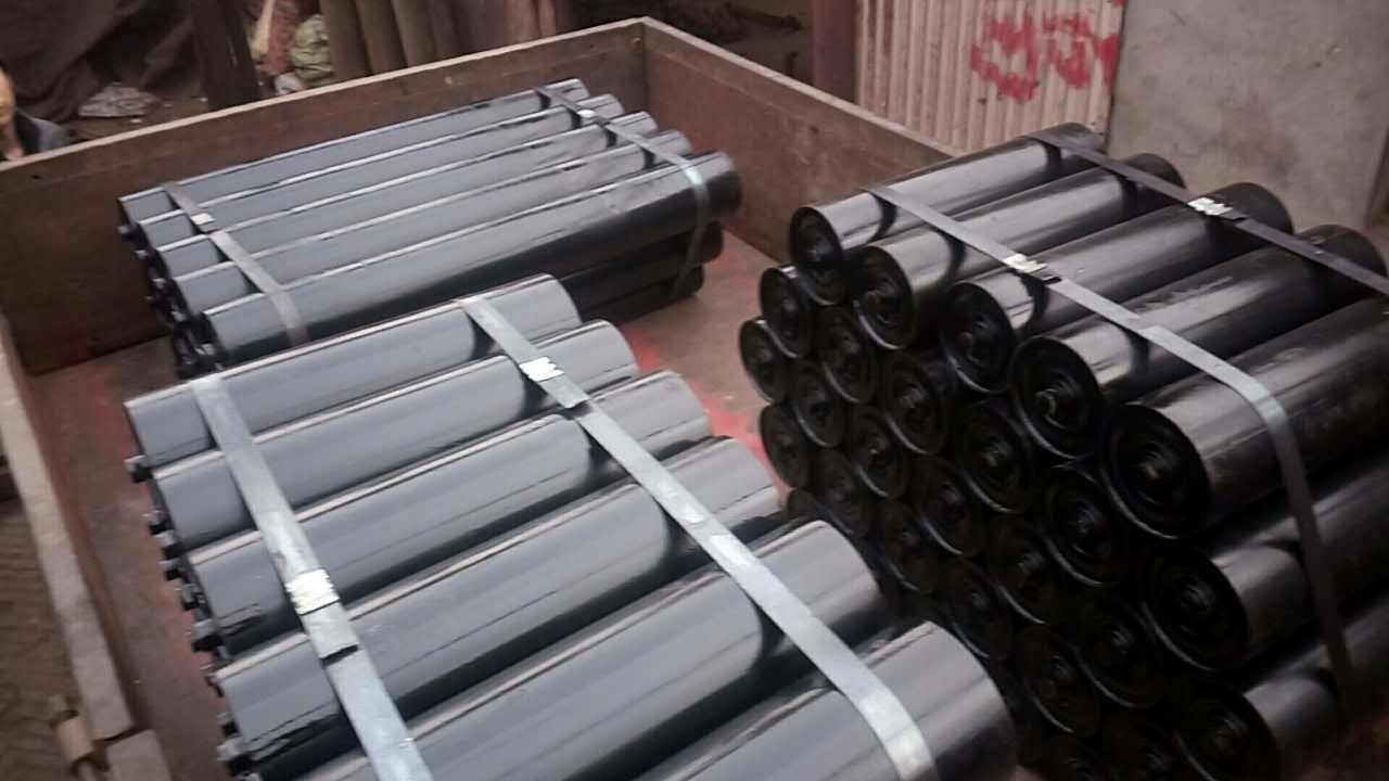 Rubber Material Buffer Roller Conveyor Spare Parts Trough Model 108mm Diamater