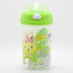 500ml Plastic Kids Water Bottle with Drinking Straw Lid