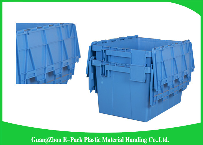 60L Plastic Attached Lid Containers Heavy Duty Stackable Moving 600 * 400 * 365mm