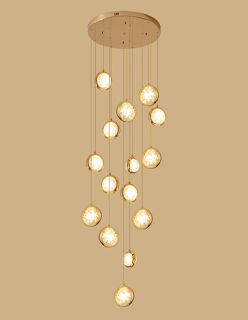 Round pendant light for living room ball crystal gold nordic chandelier(WH-NC-65)